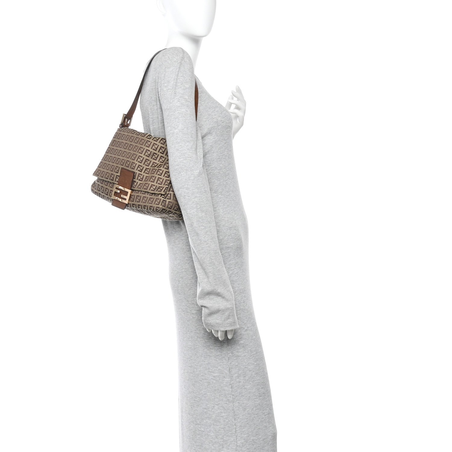 Fendi Zucchino Vitello Mama Baguette Mogano Panna Bruciato 2 of 10