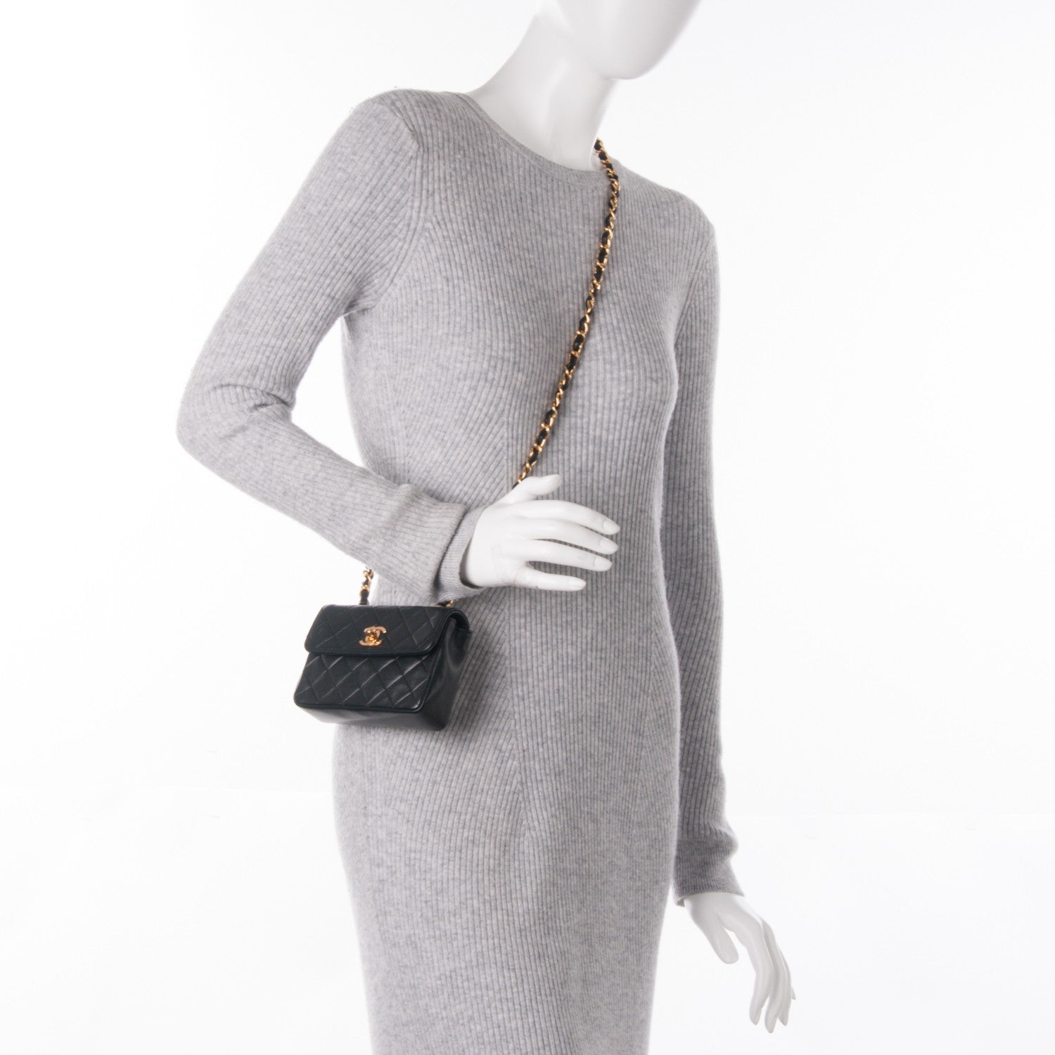 Chanel Lambskin Quilted Mini Flap Black 2 of 8