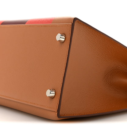 Hermes Epsom Chevre Mysore Sombrero Kellygraphie Lettre H Kelly Sellier 28 Capucine Gold Rouge H 10 of 11