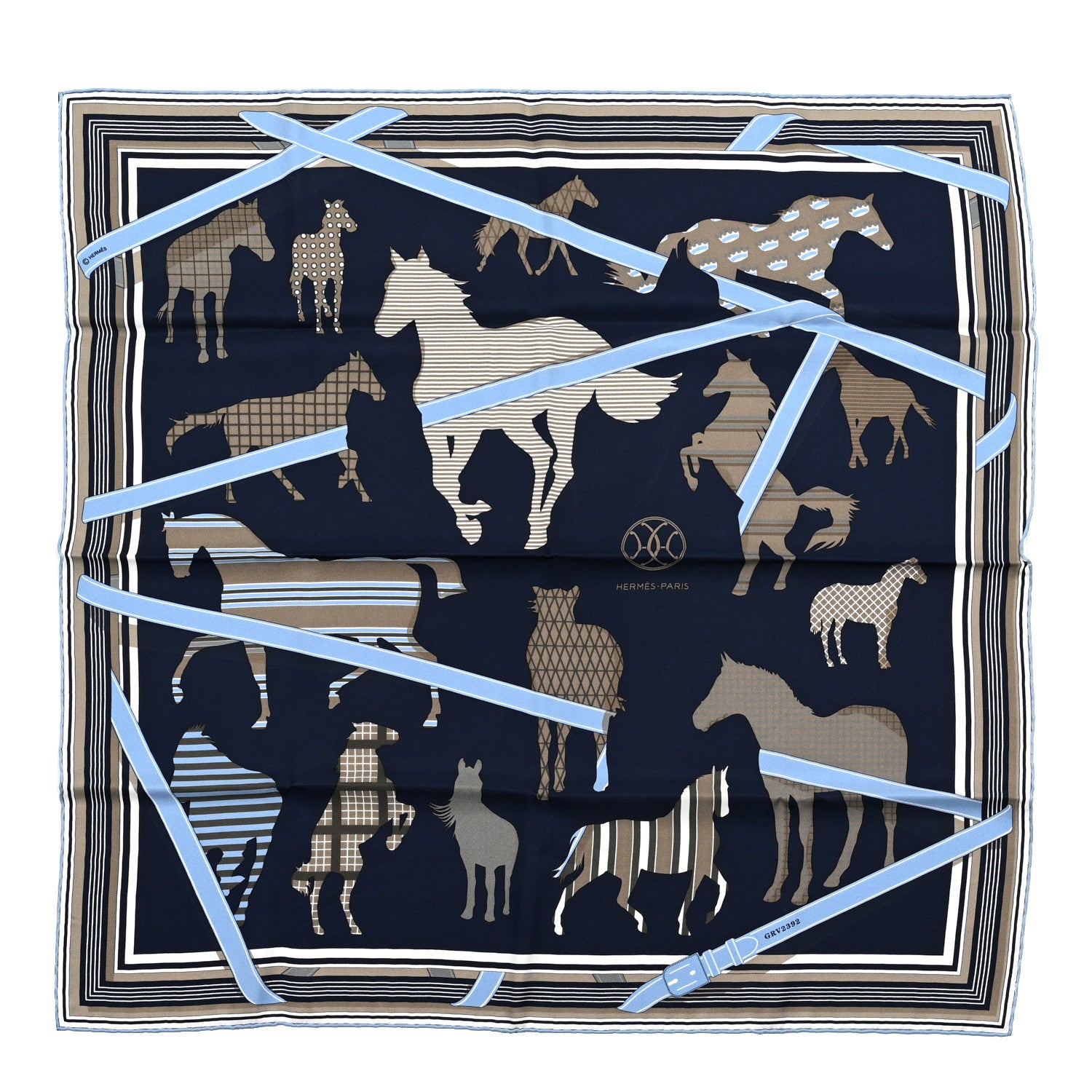 Hermes Silk Cotton Clan Equestre Scarf 70 1 of 5