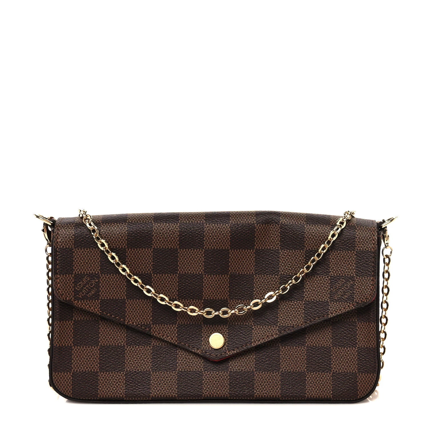 Louis Vuitton Damier Ebene Pochette Felicie Chain Wallet 1 of 15
