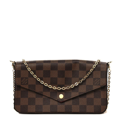 Louis Vuitton Damier Ebene Pochette Felicie Chain Wallet 1 of 15