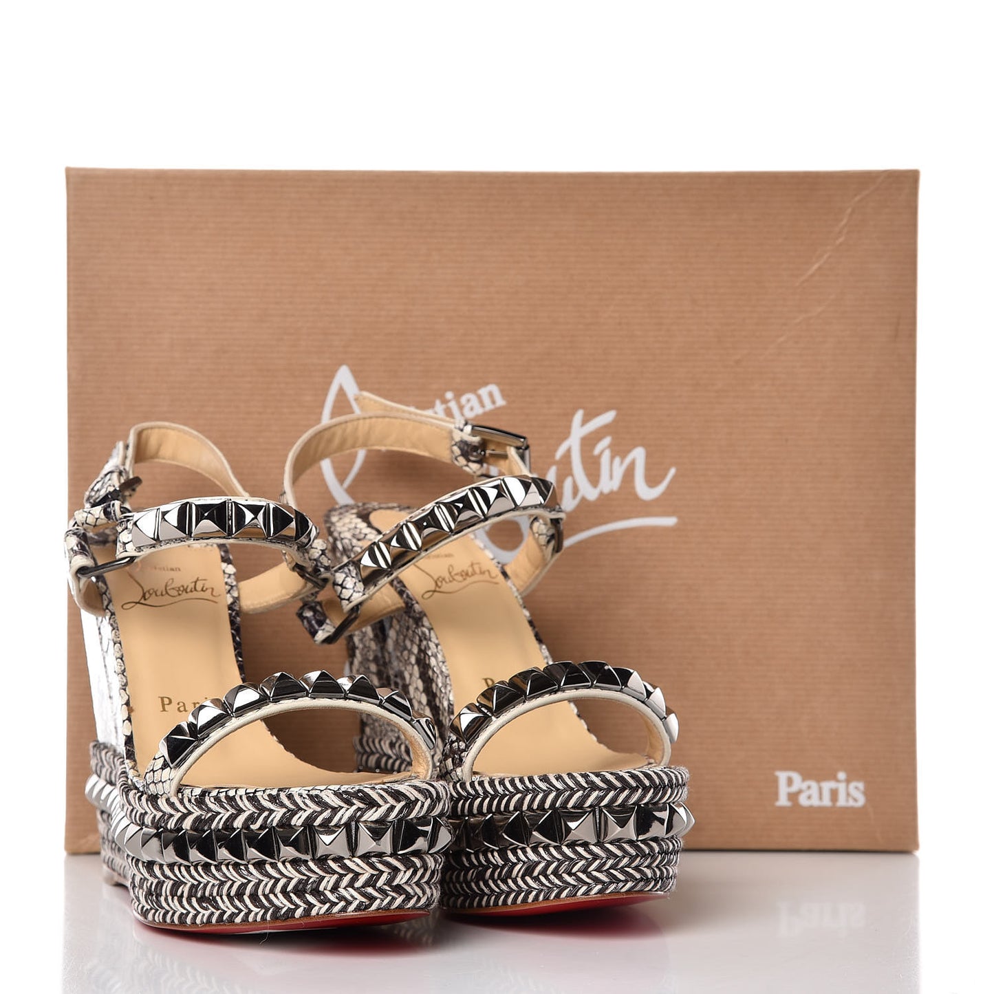 Watersnake Print Cataclou 120 Wedge Sandals 36 Roccia Gun Metal