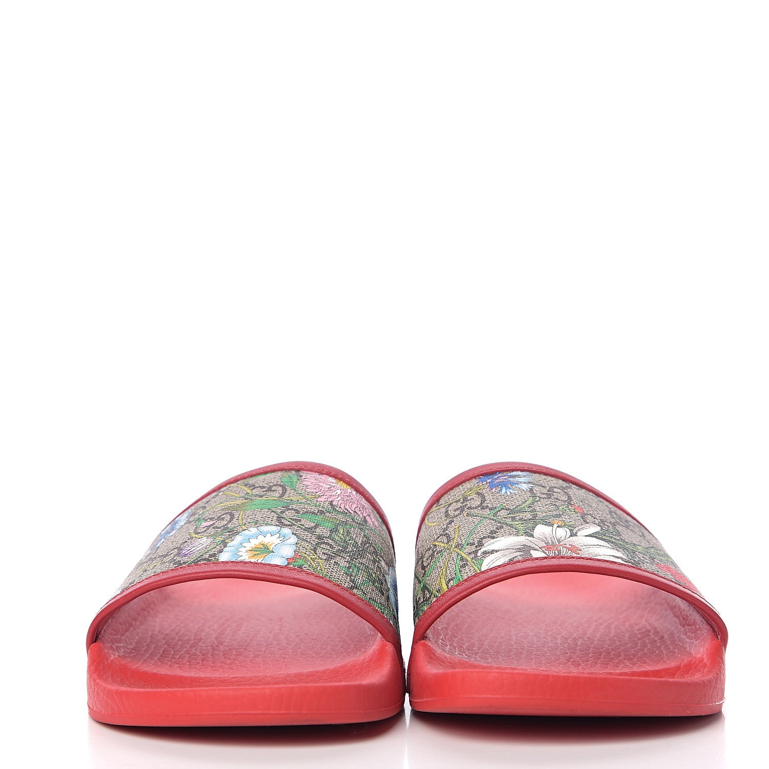 Gucci GG Supreme Monogram Flora Pursuit Slide Sandals 38 Red 2 of 9