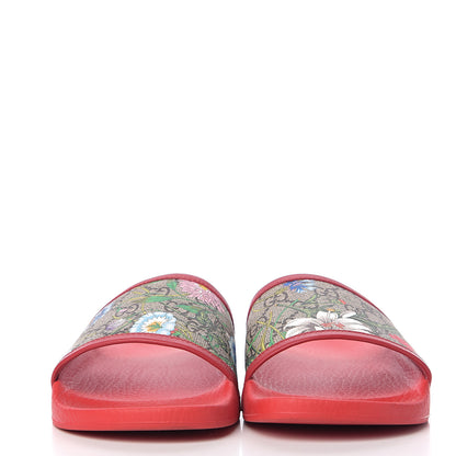 Gucci GG Supreme Monogram Flora Pursuit Slide Sandals 38 Red 2 of 9
