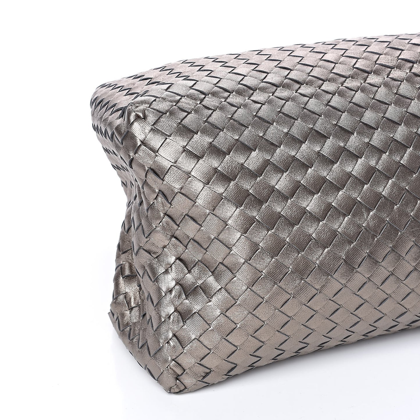 Metallic Grosgrain Intrecciato Medium A Shape Seamless Tote Pewter