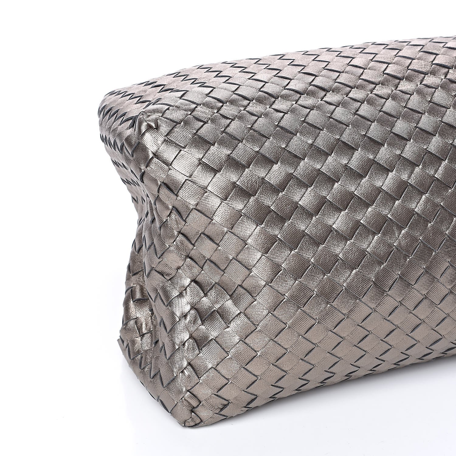 Bottega Veneta Metallic Grosgrain Intrecciato Medium A Shape Seamless Tote Pewter 8 of 10