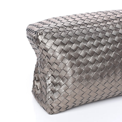 Bottega Veneta Metallic Grosgrain Intrecciato Medium A Shape Seamless Tote Pewter 8 of 10