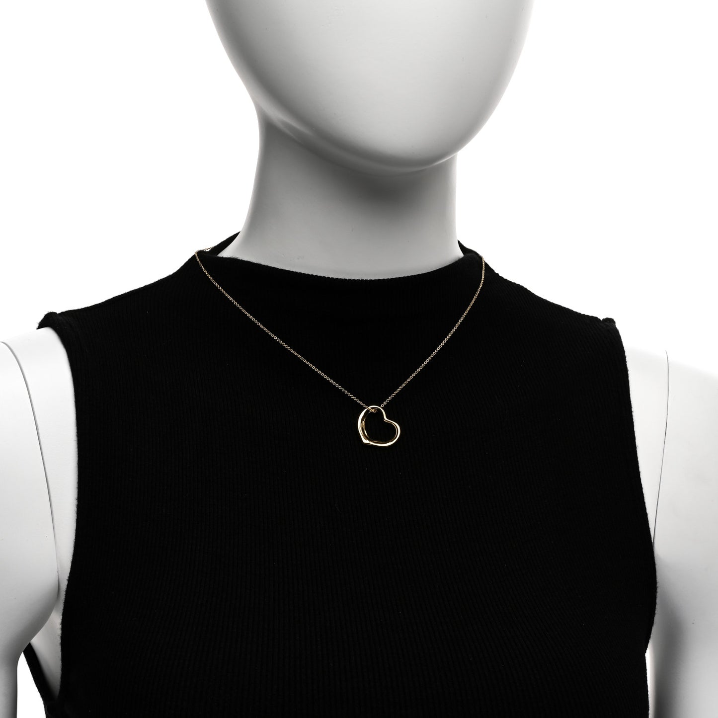 18K Yellow Gold 22mm Elsa Peretti Open Heart Pendant Necklace