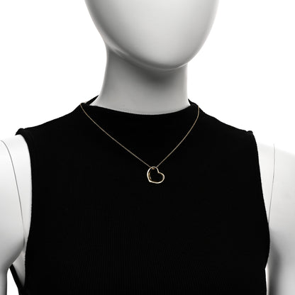 Tiffany 18K Yellow Gold 22mm Elsa Peretti Open Heart Pendant Necklace 2 of 4