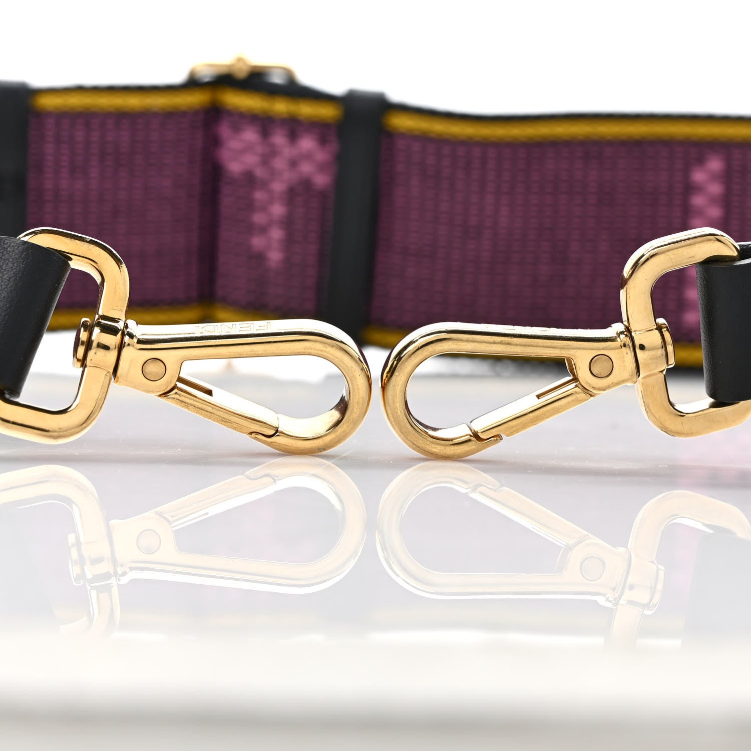 Fendi Cannete Ribbon Poly Vitello Century Logo Adjustable Strap You Lollipop Limon Black 5 of 5