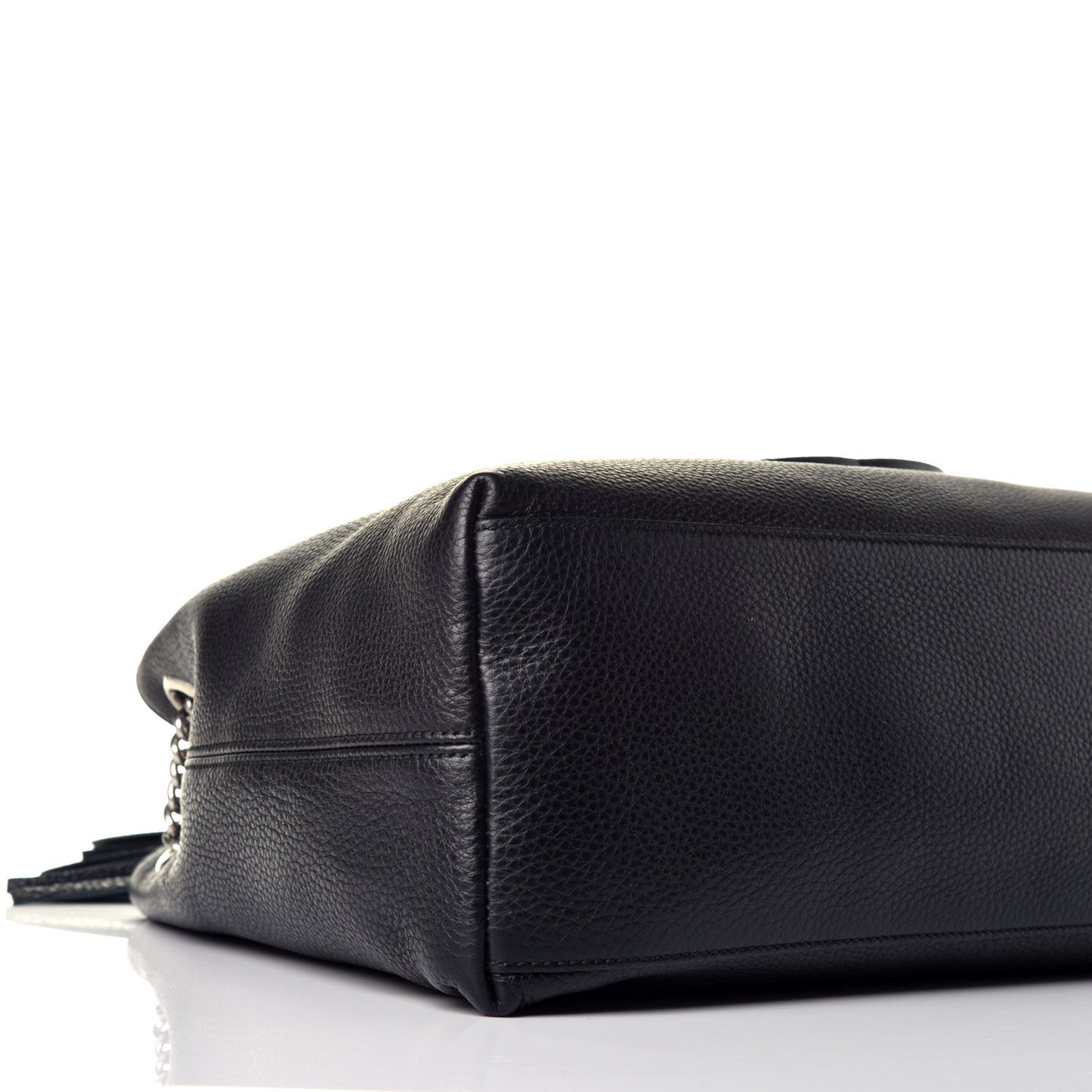 Pebbled Calfskin Studded Medium Soho Chain Shoulder Bag Black