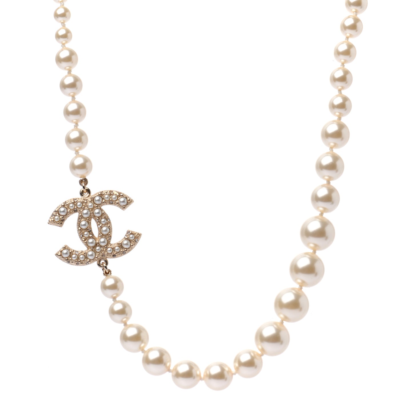 Pearl CC 100th Anniversary Necklace Light Gold