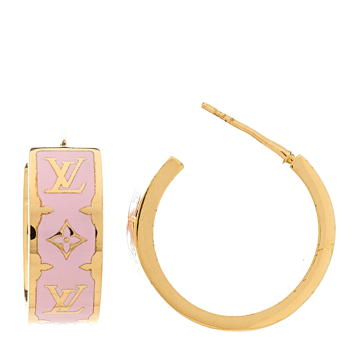 Louis Vuitton Enamel Nanogram Earrings Gold Black 1 of 5