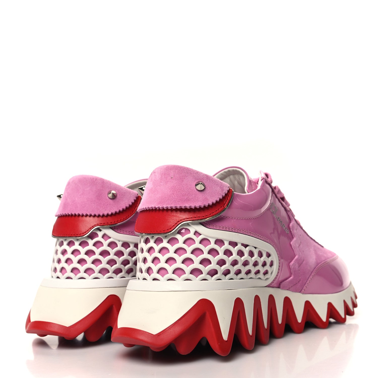 Christian Louboutin Patent Suede Loubishark Sneakers 37.5 Pink 4 of 8