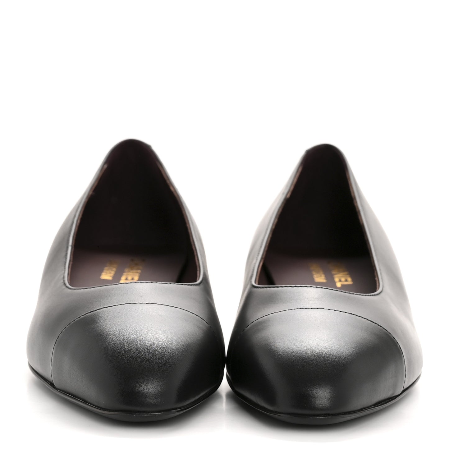 Lambskin Cap Toe CC Uniform Ballerina Flats 37 Black
