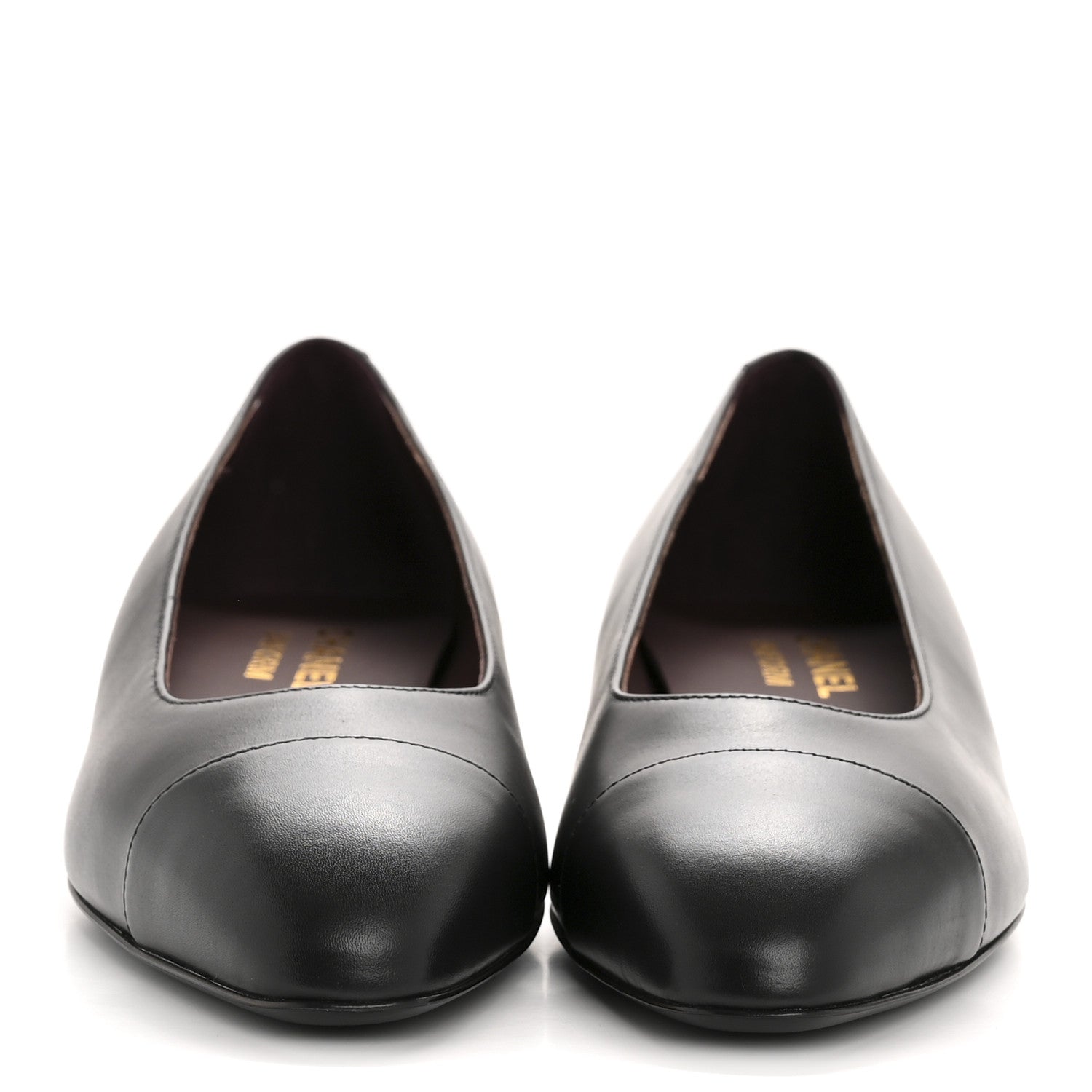Chanel Lambskin Cap Toe CC Uniform Ballerina Flats 37 Black 3 of 10