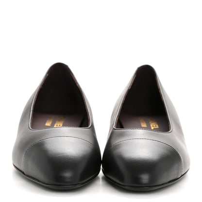 Chanel Lambskin Cap Toe CC Uniform Ballerina Flats 37 Black 3 of 10