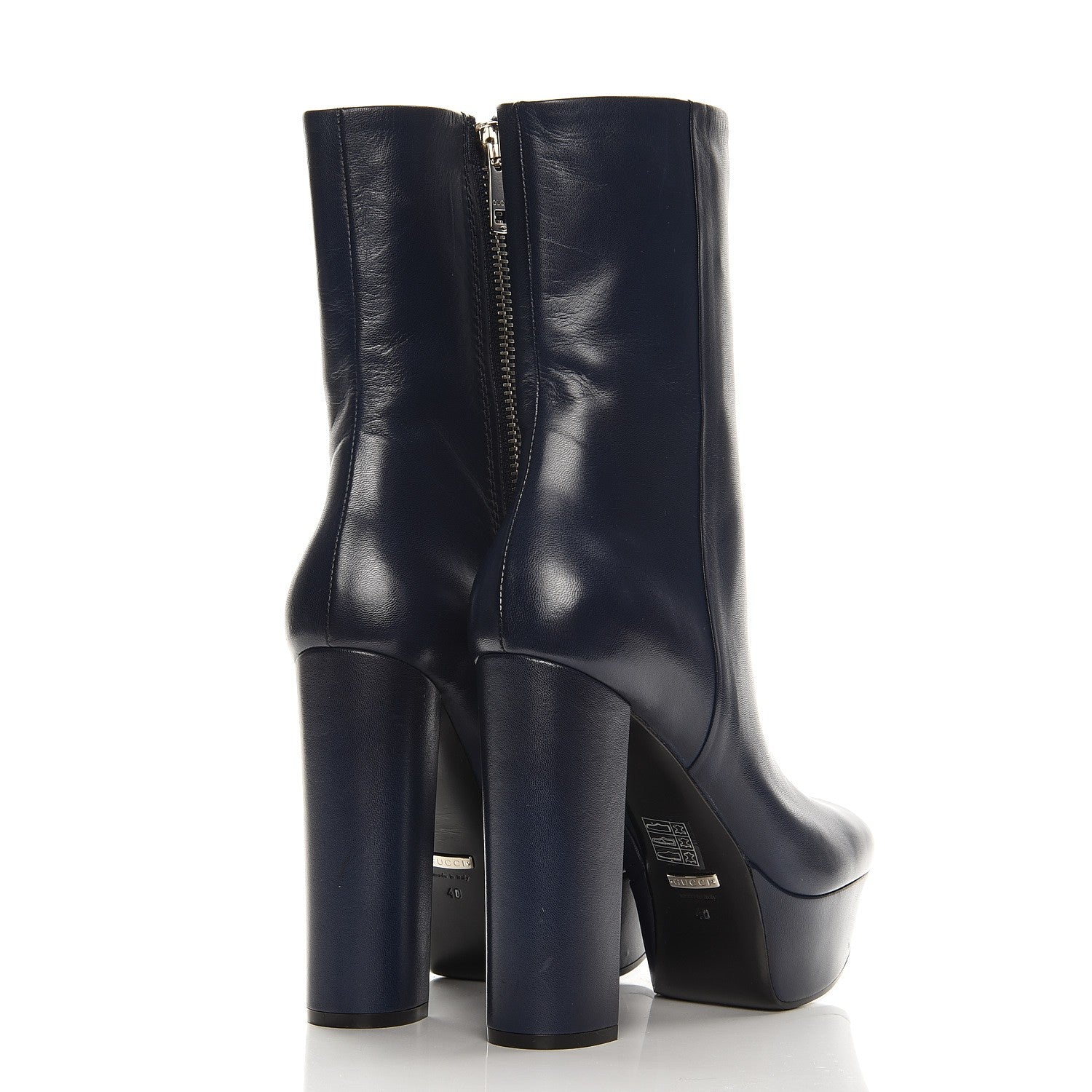 Gucci Kid Side Zip Platform Boots 40 Navy 4 of 8