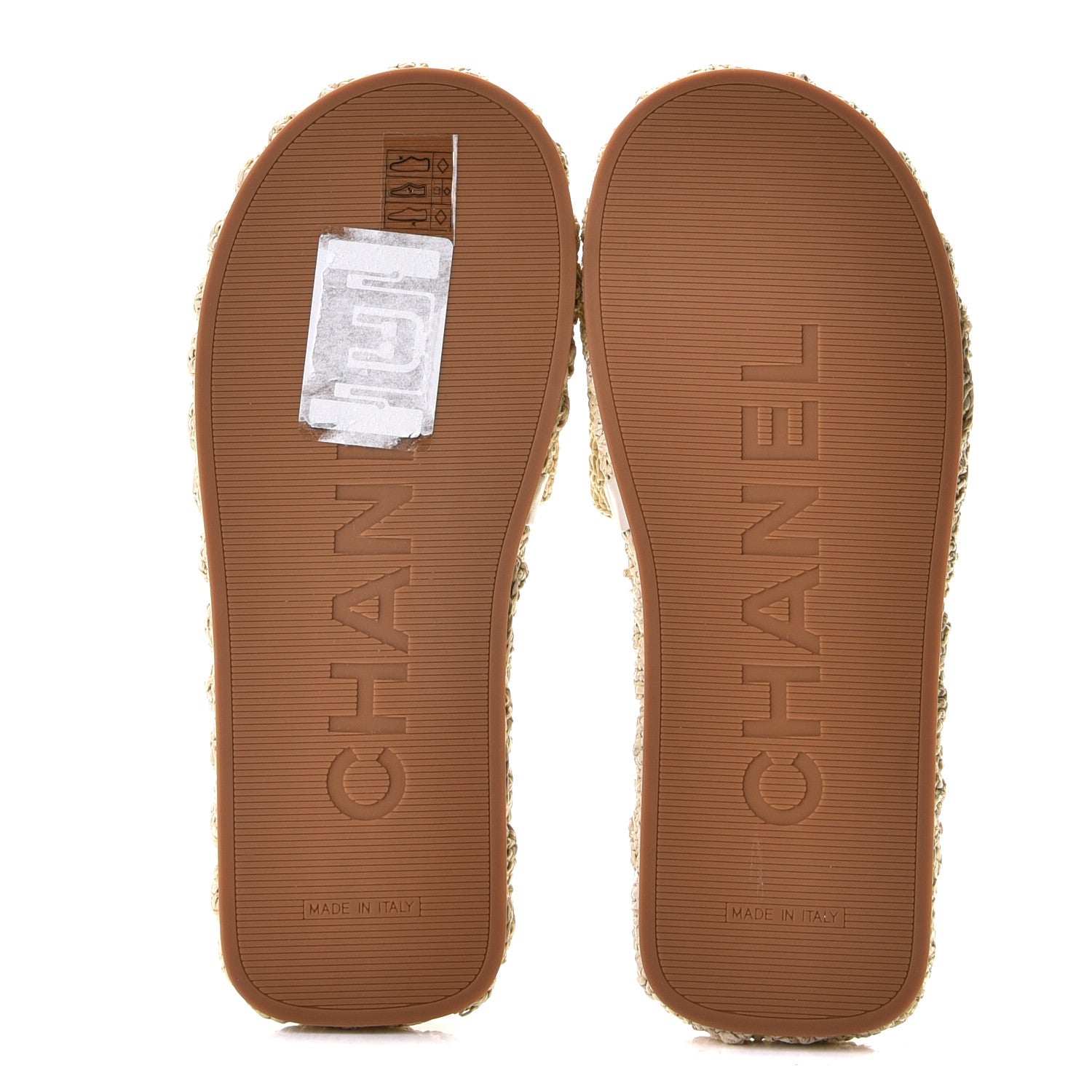 Chanel Raffia CC Espadrille Slip On Sandals 37 Beige 7 of 7