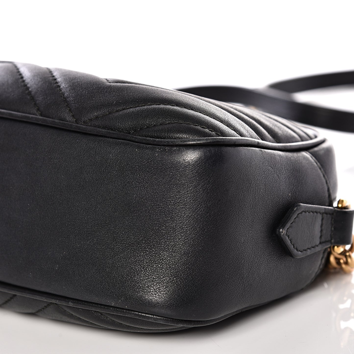 Calfskin Matelasse Small GG Marmont Chain Shoulder Bag Black