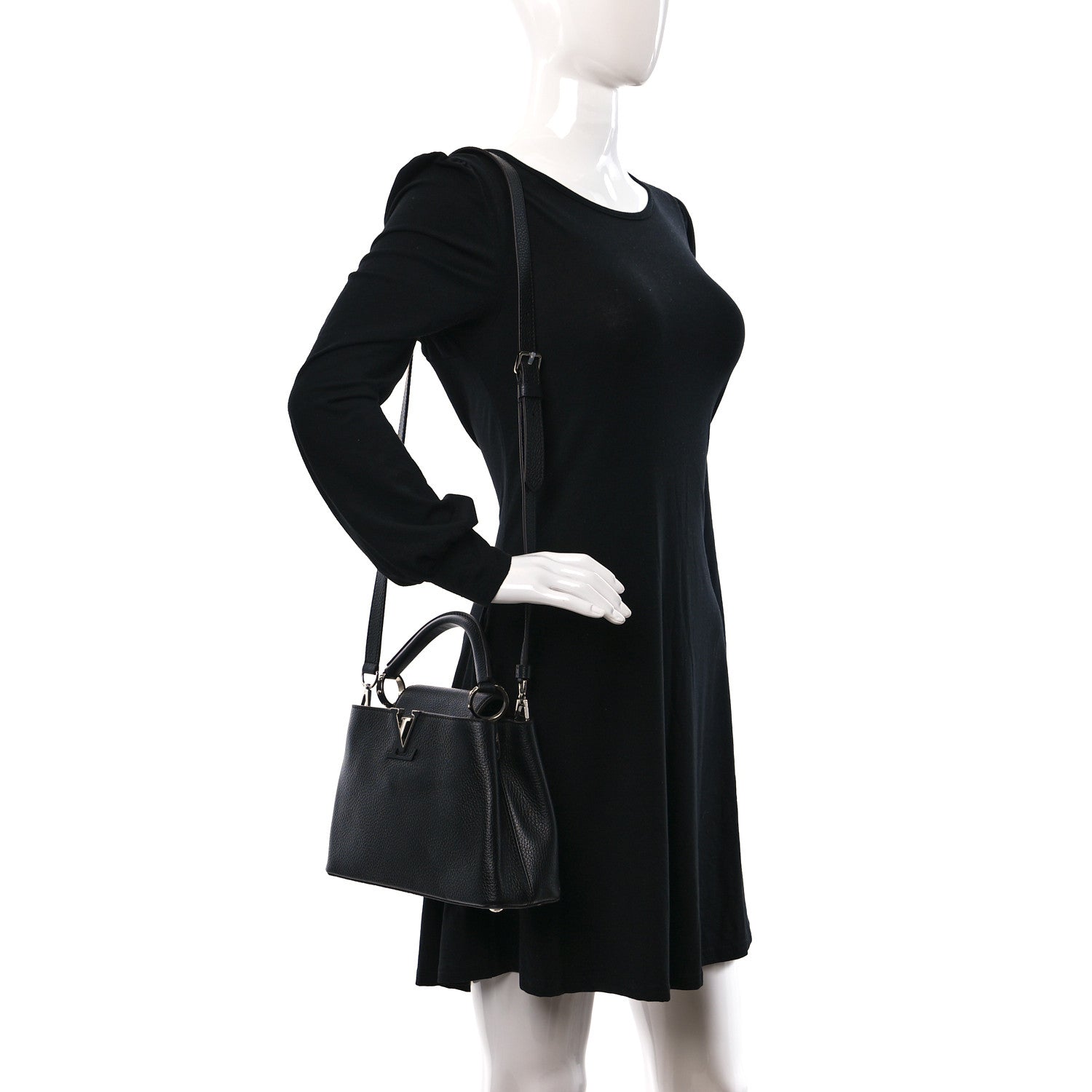 Louis Vuitton Taurillon Capucines BB Black 2 of 8