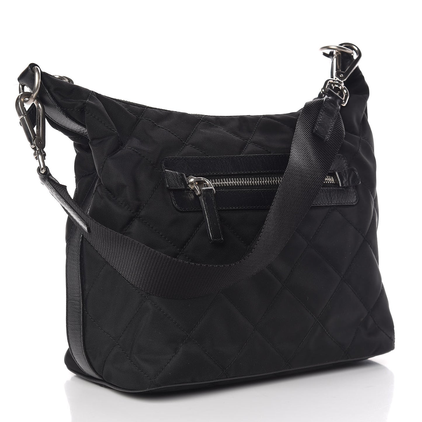 Nylon Tessuto Impuntu Quilted Shoulder Bag Black