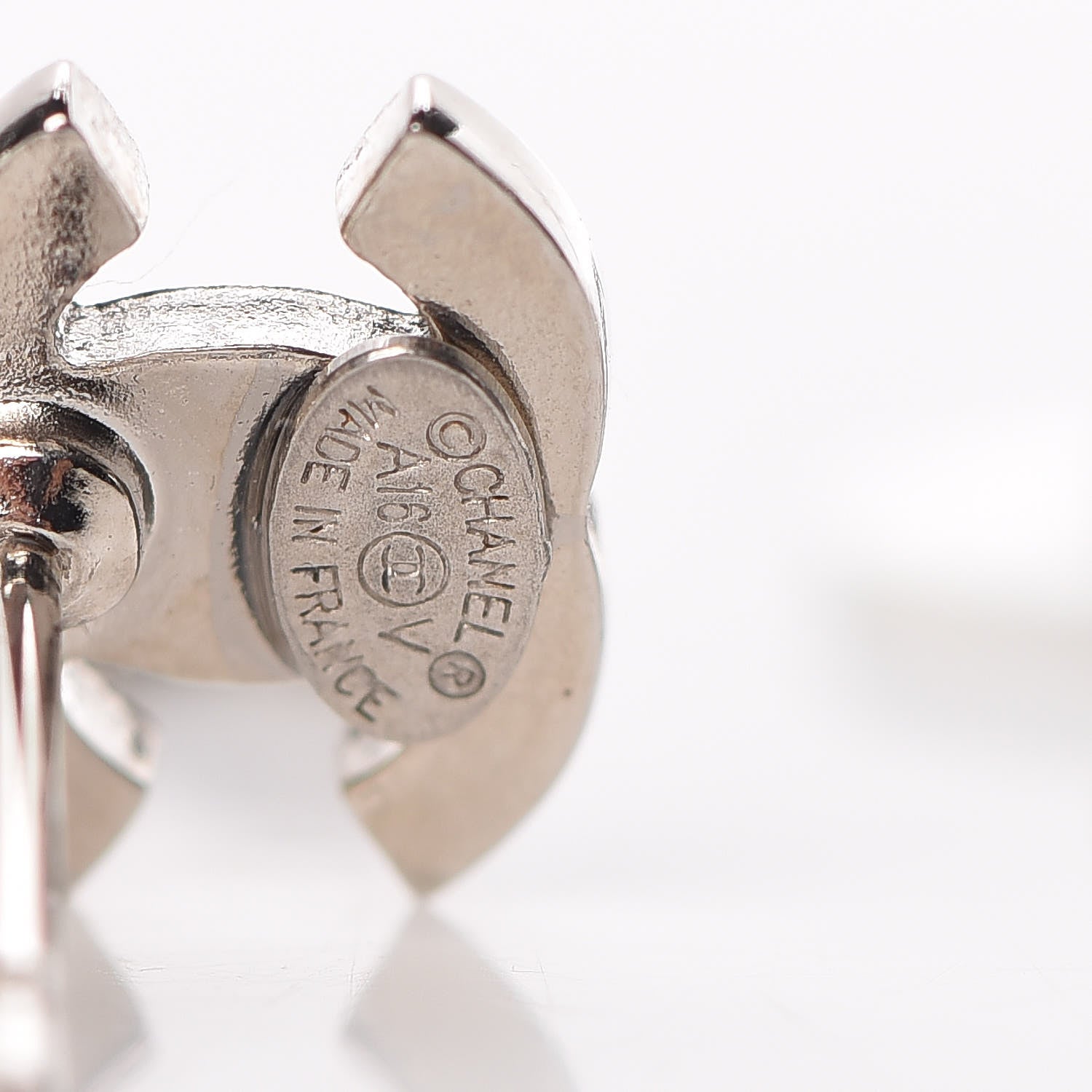 Chanel Crystal Pearl CC Drop Earrings Silver Pearly White 4 of 5