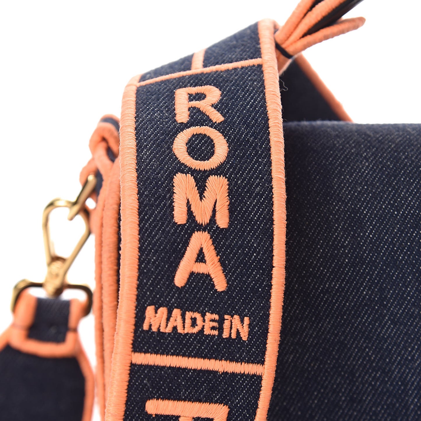 Denim Large Baguette Blue Arancio Fluo