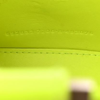 Balenciaga Shiny Calfskin Crocodile Embossed Hourglass Top Handle Bag XS Fluo Yellow 7 of 20