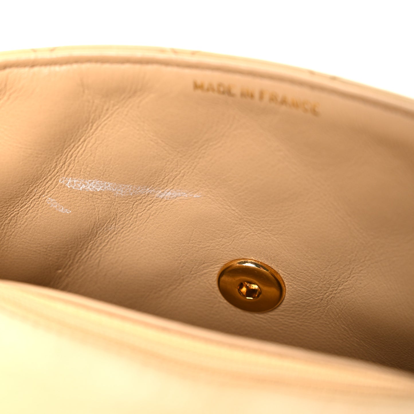 Lambskin Quilted Mini Square Flap Beige