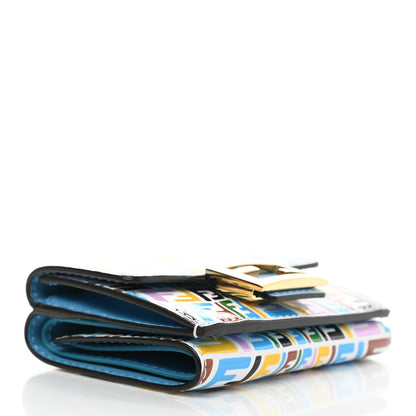 Fendi X SARAH COLEMAN Vitello FF Fish Eye Tri-Fold Wallet Multicolor Cyber Blue 4 of 8