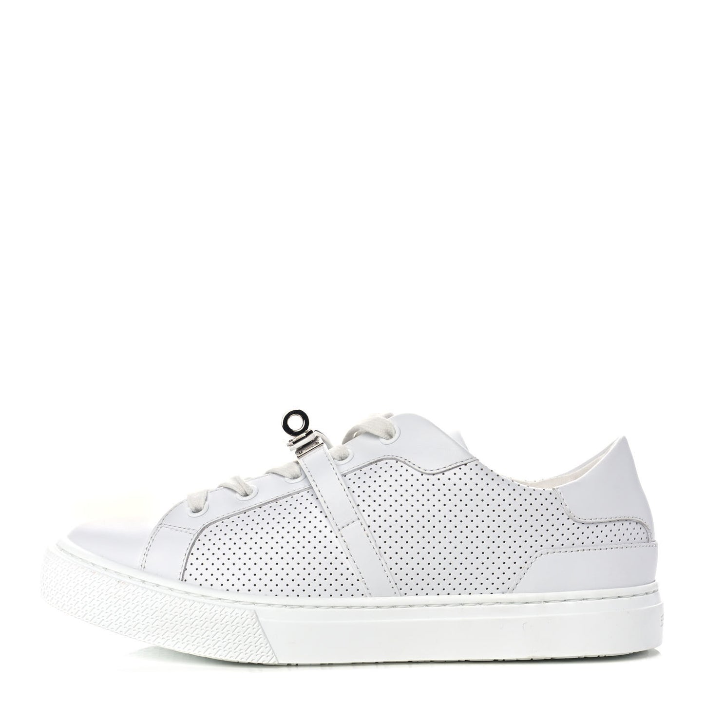 Calfskin Perforated Day Sneakers 37 White