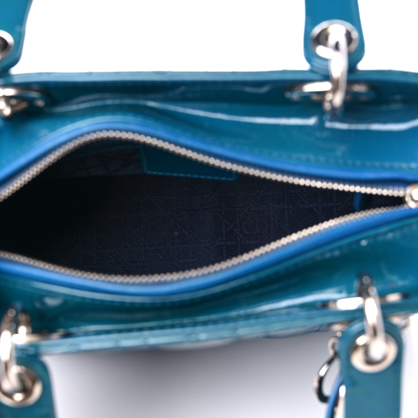 Patent Cannage Medium Lady Dior Blue
