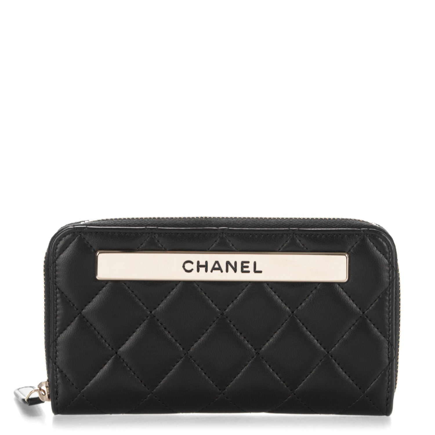 Chanel Lambskin Quilted Small Trendy CC Zip Around Wallet Black 1 of 8