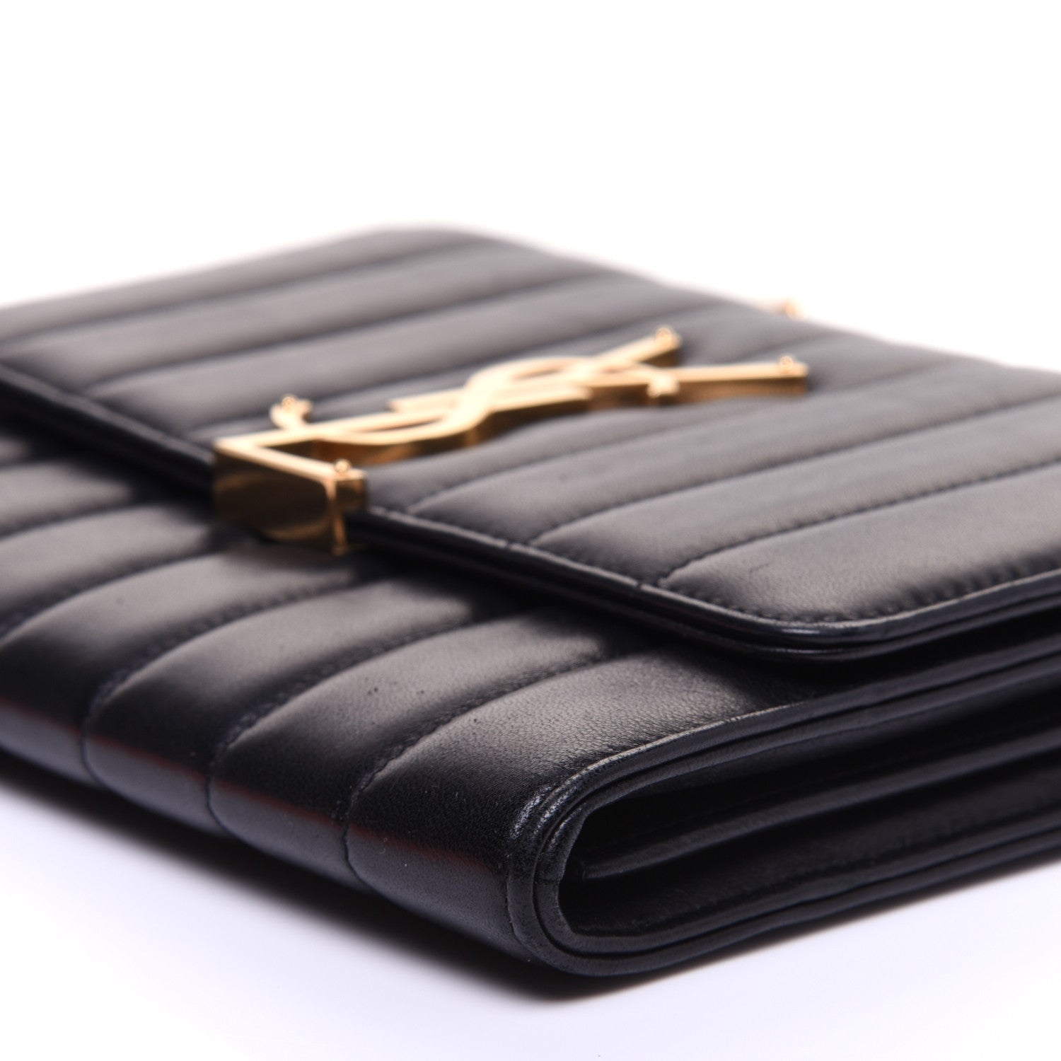 Saint Laurent Lambskin Matelasse Monogram Vicky Chain Wallet Black 7 of 13