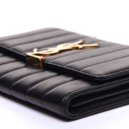 Saint Laurent Lambskin Matelasse Monogram Vicky Chain Wallet Black 7 of 13
