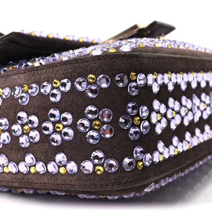 Fendi Suede Blooming Crystal Floral Baguette Mogano Anemone 9 of 11