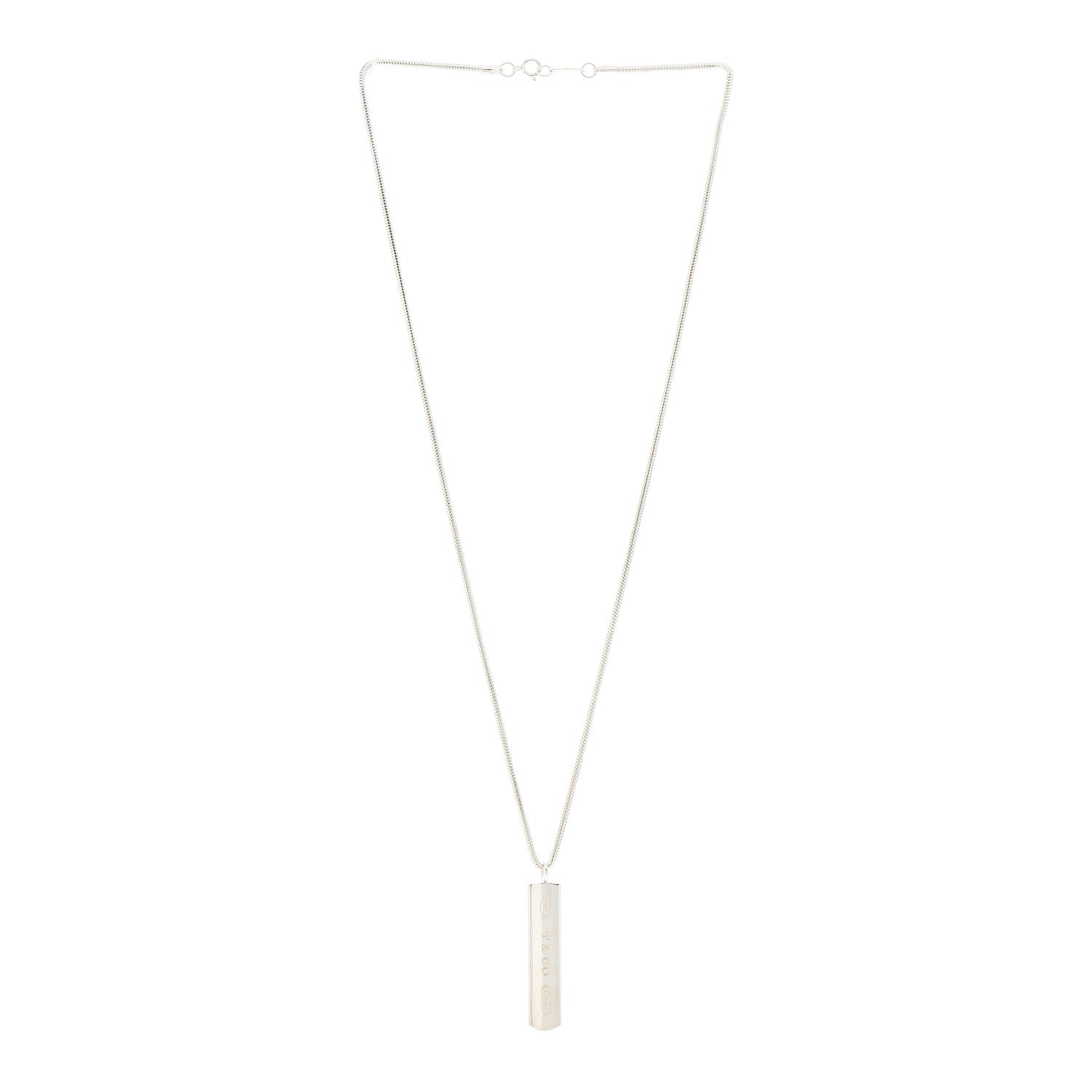 Tiffany Sterling Silver 1837 Bar Pendant Necklace 3 of 7