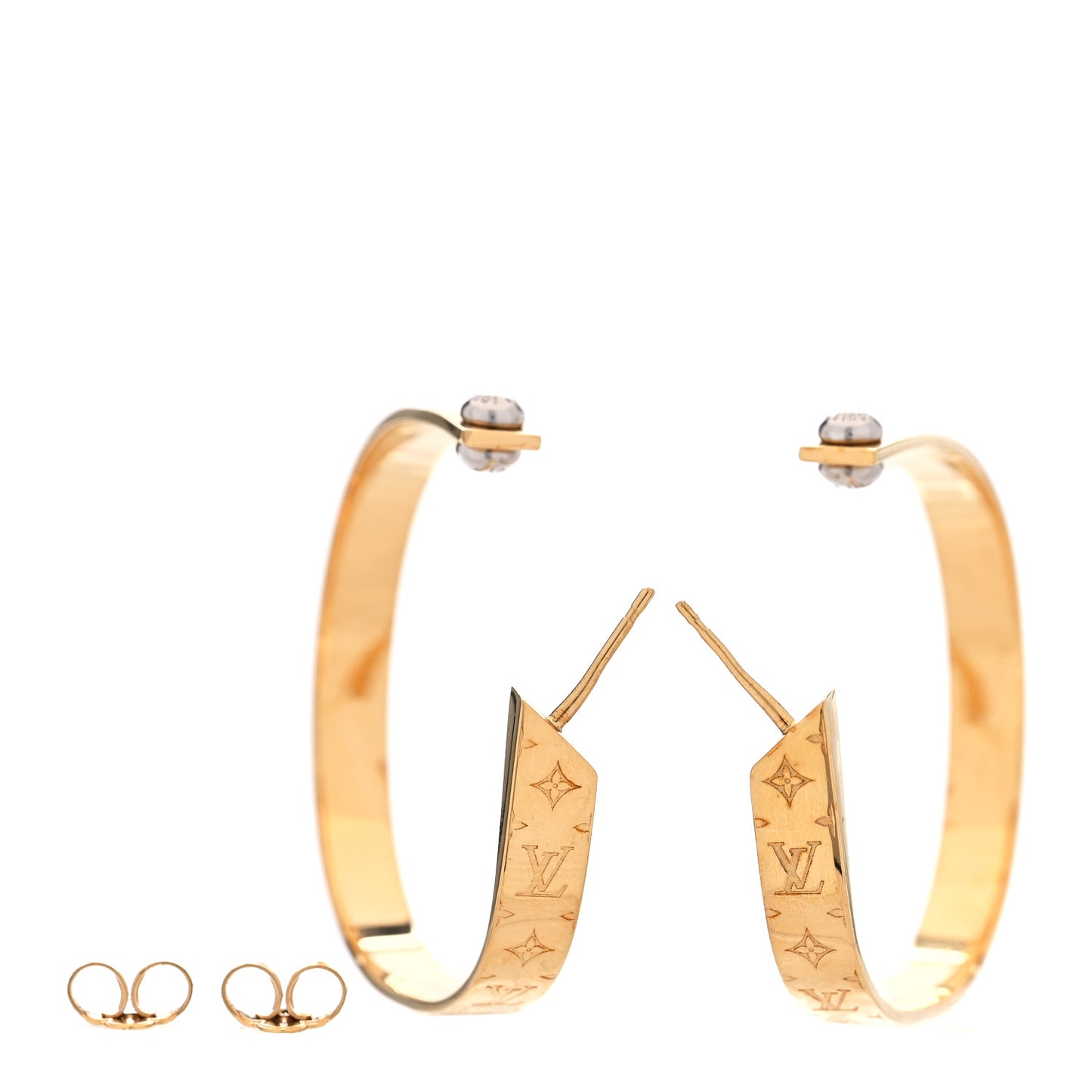 Metal Nanogram Hoop Earrings Gold