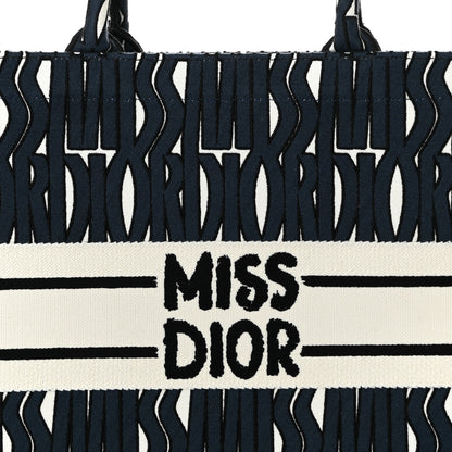 Christian Dior Canvas Embroidered Medium Miss Dior Graffiti Book Tote White Deep Blue 8 of 11