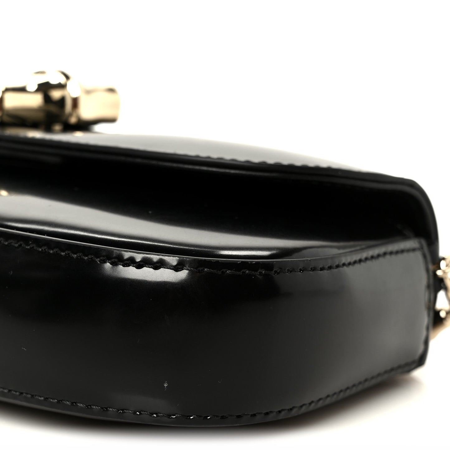 Shiny Calfskin Small Bamboo Night Bag Black