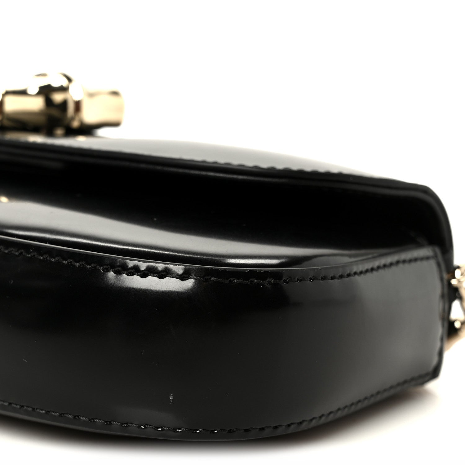 Gucci Shiny Calfskin Small Bamboo Night Bag Black 10 of 10