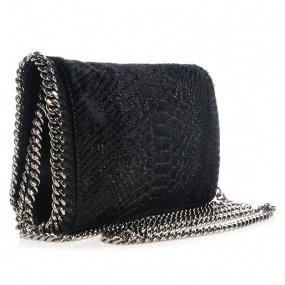 Stella McCartney Python Embossed Velvet Falabella Crossbody Black 3 of 8