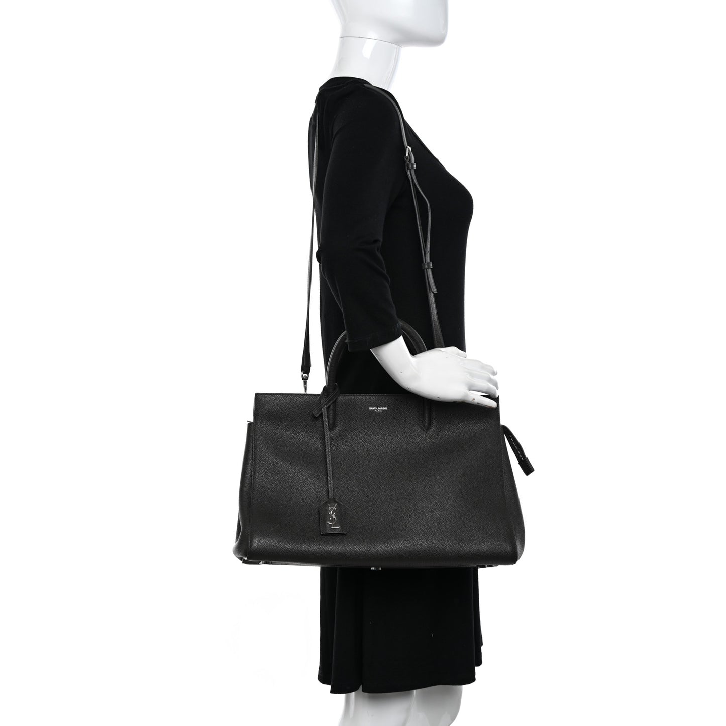 Grained Calfskin Medium Cabas Rive Gauche Coal
