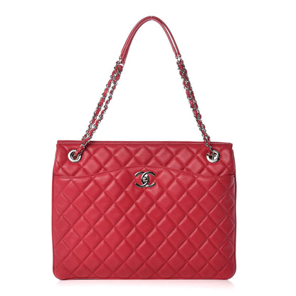 Chanel Lambskin Quilted Accordion Shopping Tote Dark Pink 1 of 10