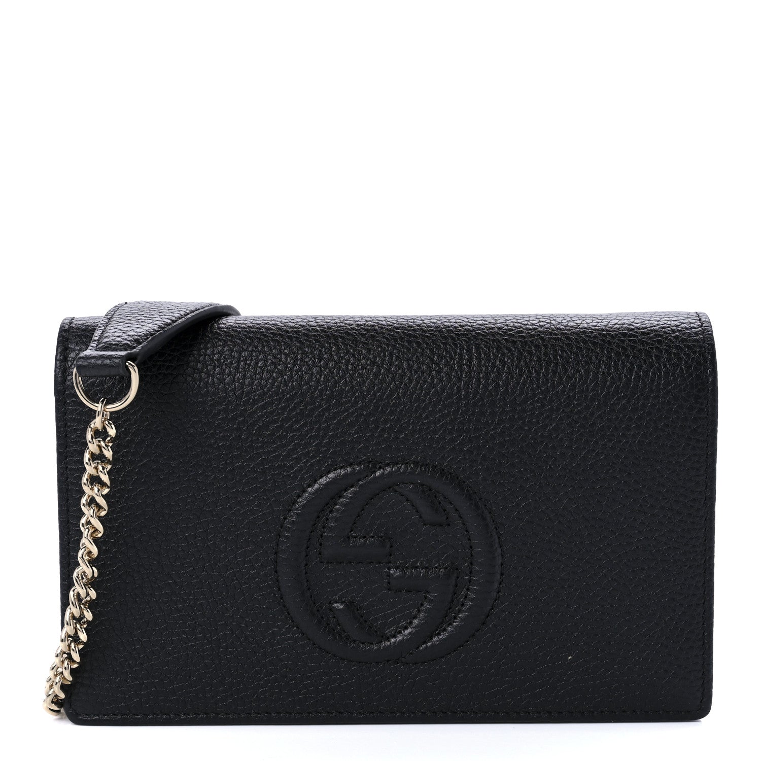 Gucci Pebbled Calfskin Soho Wallet on Chain Black 1 of 7
