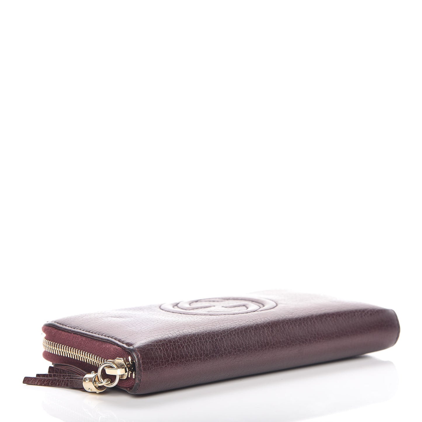 Metallic Cellarius Calfskin Soho Zip Around Wallet Classic Burgundy