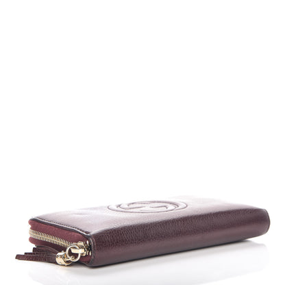 Gucci Metallic Cellarius Calfskin Soho Zip Around Wallet Classic Burgundy 4 of 13