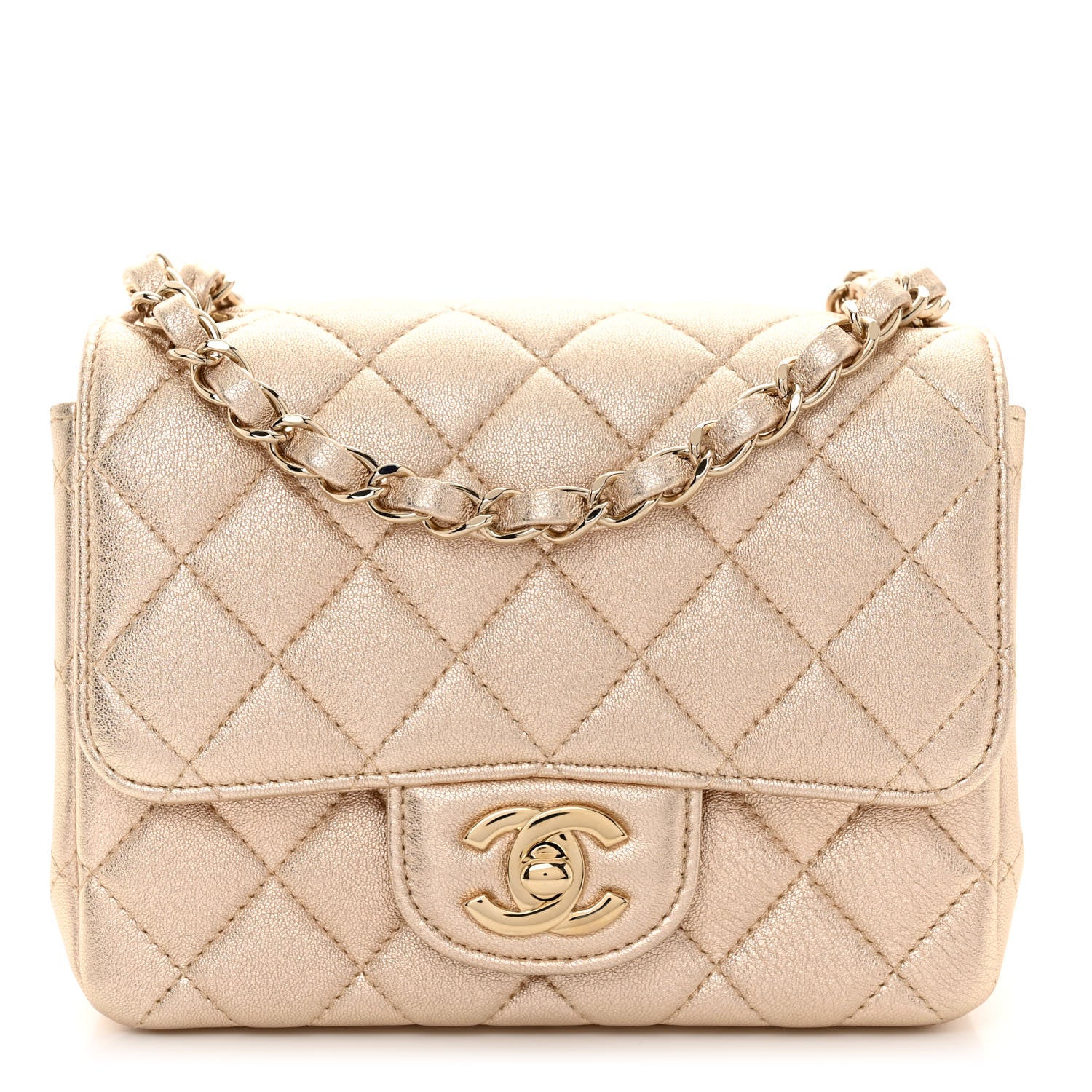 Chanel Metallic Lambskin Quilted Mini Square Flap Gold 1 of 10